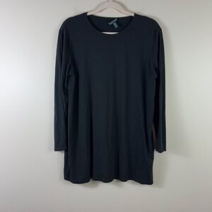 EILEEN FISHER womens size M black cutout long sleeve tunic blouse